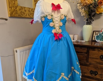 Blue romantic tutu, peasant style ballet costume, Alice in Wonderland,
