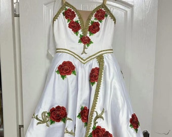 Awakening Of Flora Costume for Professional Ballerinas - White romantic Ballet tutu with Roses