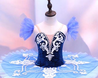 Blue Ballet Tutu, Sapphire Fairy Costume, Silver Sequins