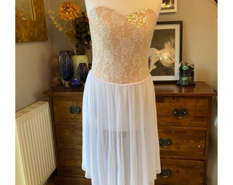 White Ballet Costume, Sequin Bodice, Chiffon Skirt, Teen Dance Leotard