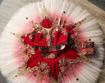 Red Odalisque Ballet Tutu, Oriental Le Corsaire Costume, Two Piece