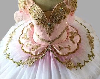 Nutcracker Ballet tutu, a pancake tutu in pink and gold. A beautiful ballerina costume Idea as a YAGP competition tutu