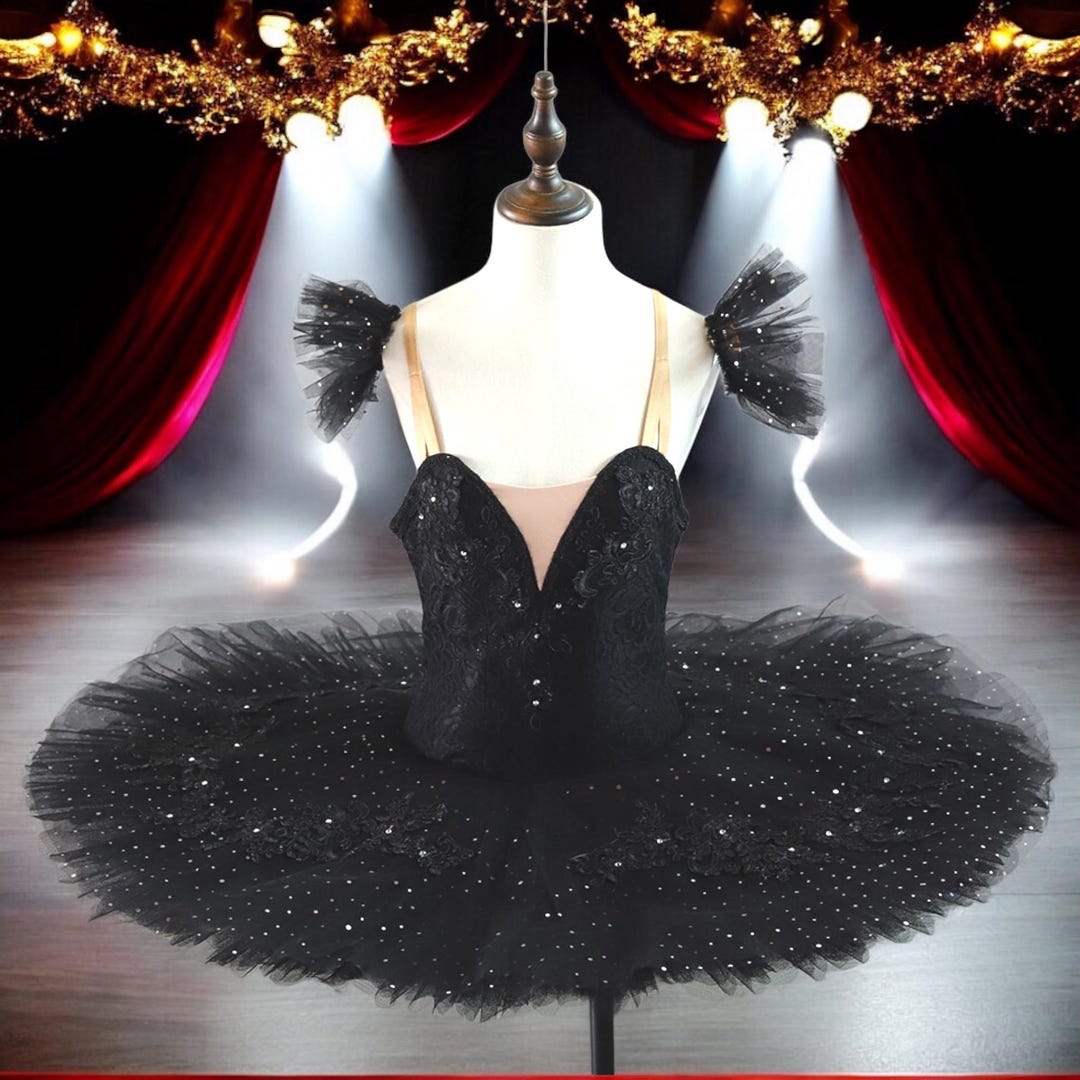 Black Ballet Tutu Dying Swan Lake Pancake Ballerina Costume - Etsy