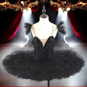 Black Ballet Tutu Dying swan lake pancake ballerina costume