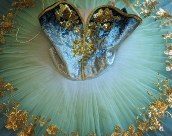Emerald Green Ballet Tutu, Ombre Velour Bodice, Custom Made