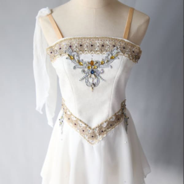 Traje de ballet talismán, tutú de ballet de Cupido blanco, traje de variación de Diana y Acteon