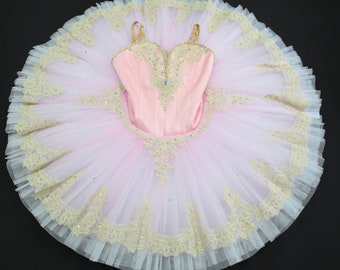 Pink Pancake Ballet Tutu, Gold Applique, Adult or Child