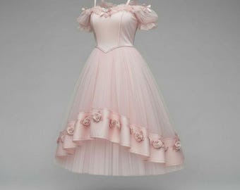 Pink  Ballet Tutu: Romantic Peasant Costume, long tulle skirt, ballerina costume