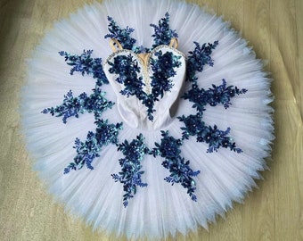 Blue Fairy Ballet Tutu, Sleeping Beauty Nutcracker Costume, Flower Applique