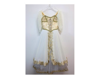 Romantic Flora Tutu in White & Gold - Elegant YPAG Ballet Costume for  Romeo and Juliet - Midnight Summers Dream Design