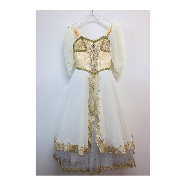 Romantic Flora Tutu in White & Gold - Elegant YPAG Ballet Costume for  Romeo and Juliet - Midnight Summers Dream Design
