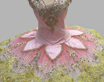 Sugar Plum Fairy  Ballet tutu, a Nutcracker pancake tutu in pink and gold. A beautiful ballerina costume Idea as a YAGP competition tutu