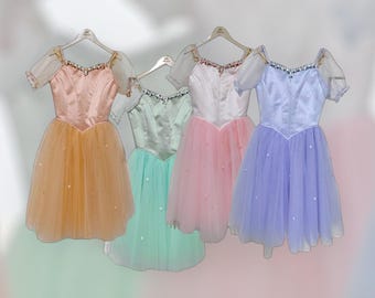 Romantic Tutus in pink, lilac, blue, green peach , Flower fairy long tutus
