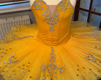 Canary Yellow Ballet Tutu, Gold Appliqu, Stretch Velvet Bodice - Etsy