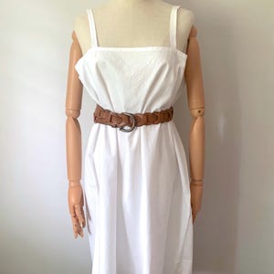French Antique 1920s Pure Organic COTTON Slip Dress with Embroidery, chemise, Romantic White Midi Dress, Antique clothing women, size XL XXL