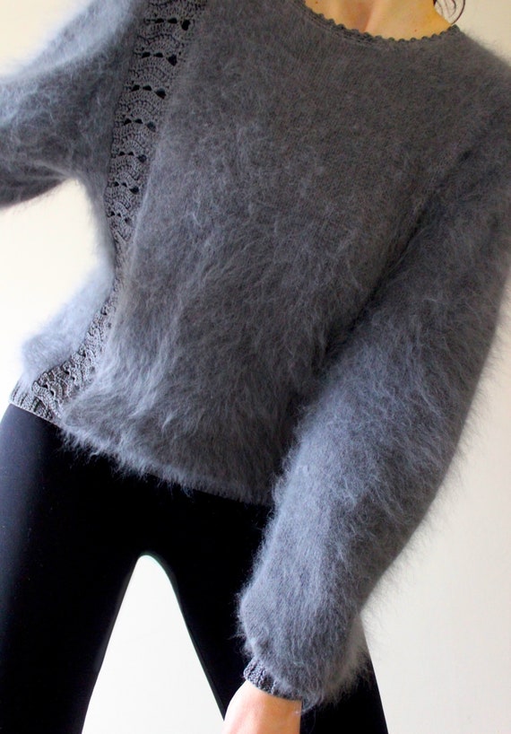 Vintage Grey Angora Sweater | Vintage Angora Jump