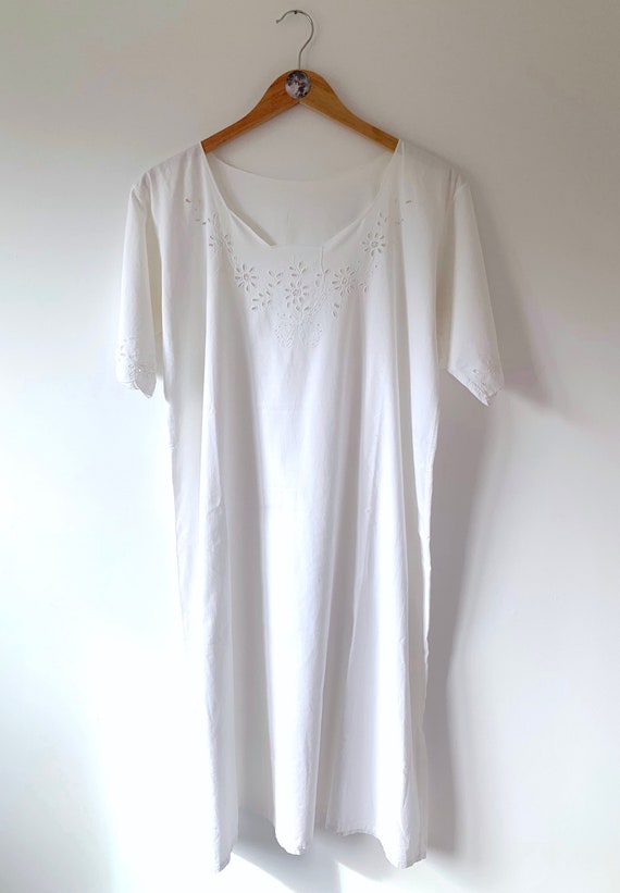 RARE ANTIQUE French Organic Cotton Chemise Broder… - image 6
