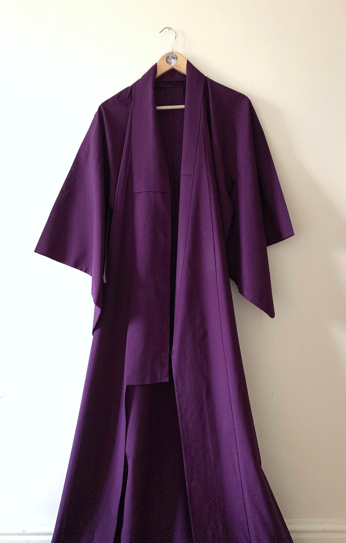 Vintage Purple COTTON Japanese Kimono Robe Full Length Etsy