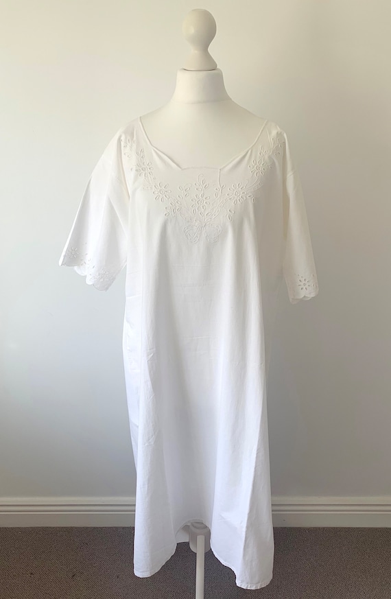 RARE ANTIQUE French Organic Cotton Chemise Broder… - image 4