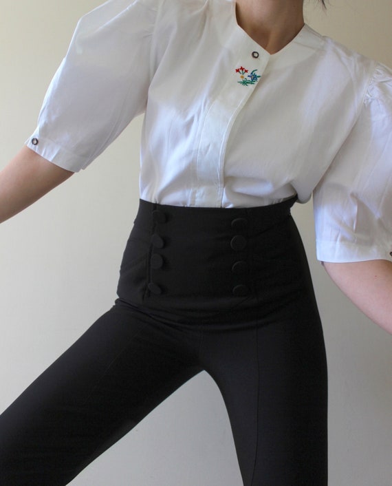Turquoise Baroque Print Fitted Shirt Medium Floral Buttoned Blouse Bohemian Style Beige Formal Shirt Black Stripe Classic Shirt