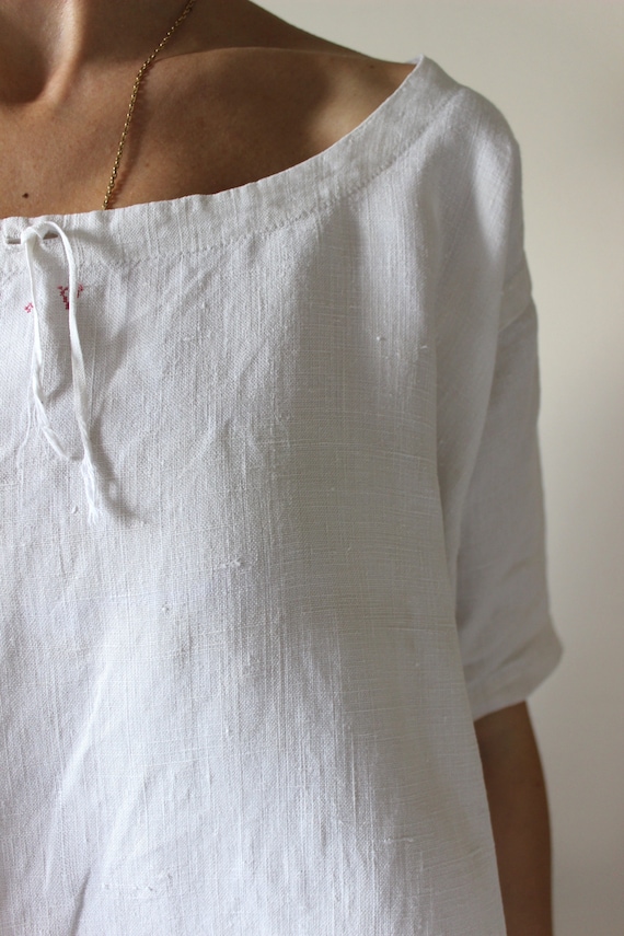 ANTIQUE Unbleached Hemp French Nightgown with Mono
