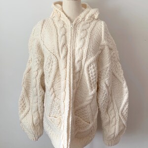 Hooded Zip up Cable Knit Sweater Womens - Etsy