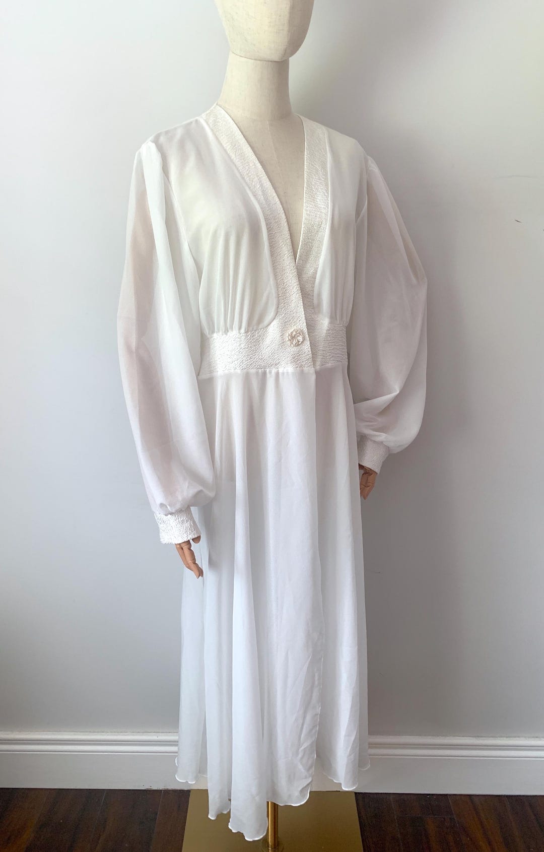 Sentimental Robe Vintage Romantic Chiffon Bridal Robe With Criss Cross Back, Made in ...