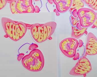 Waterproof cute positive pink stickers