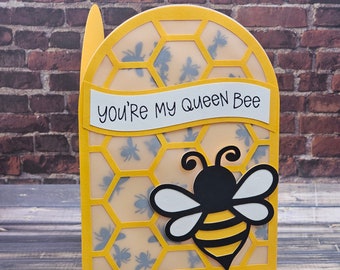 Handmade Card - "You're my Queen Bee" Sentiment Card for all occasions, unisex