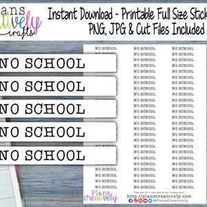 Printable "No School" Label Stickers | Icon Planner Stickers for functional planning and reminders