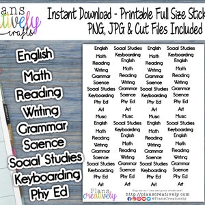 Printable School Label Stickers | Functional planning and reminders | PNG, JPG Print to Cut, Cut Files
