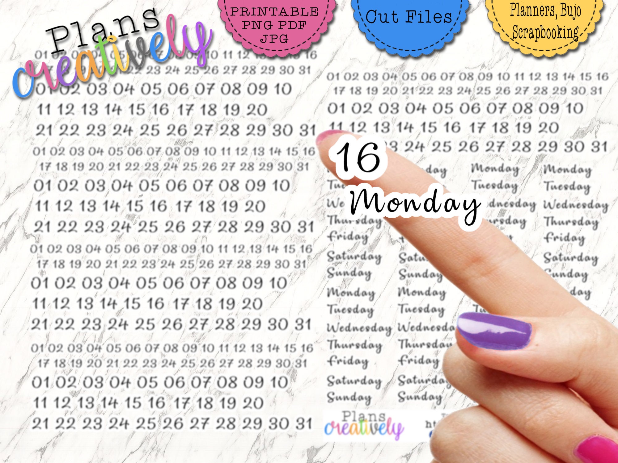 Printable DATE & NUMBER Planner Stickers Repurpose and Reuse Old Planners  Perfect for Clearance Planners and Outdated Happy Planner 