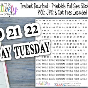 Printable DATE & NUMBER Planner Stickers | Repurpose and Reuse Old Planners | Perfect for Clearance Planners and Outdated Happy Planner