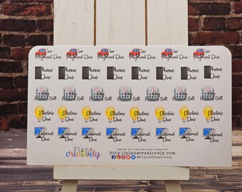 Bill Payment Reminder Stickers - Planner Stickers (Printed & Kiss-Cut)