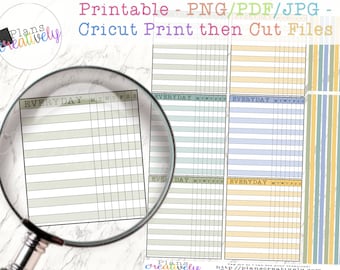 Printable Habit Tracker Planner Stickers - Happy Planner, Cricut, Silhouette (Digital Download)
