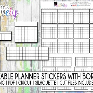 Printable Bullet Journal Tracker Stickers | Calendar Stickers, Monthly - 30 Days, 52 Weeks, 12 Month Box Trackers Stickers