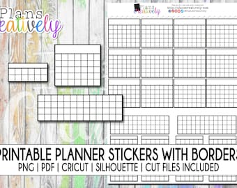 Printable Calendar Tracker Stickers: Monthly, Weekly, Yearly (PDF, PNG, Silhouette Files)