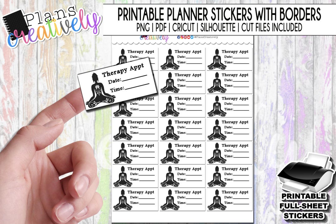 Therapy Reminder Planner Stickers | Date & Time, Meditation (printable ...