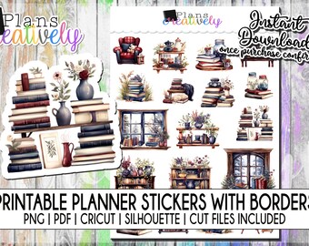 Printable Patriotic Book Lover Girl Planner Stickers | Printable Instant Downloadable Files for Cricut and Silhouette Machine | Book Readers