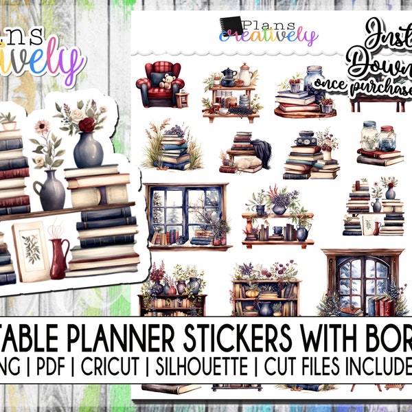Printable Patriotic Book Lover Girl Planner Stickers | Printable Instant Downloadable Files for Cricut and Silhouette Machine | Book Readers