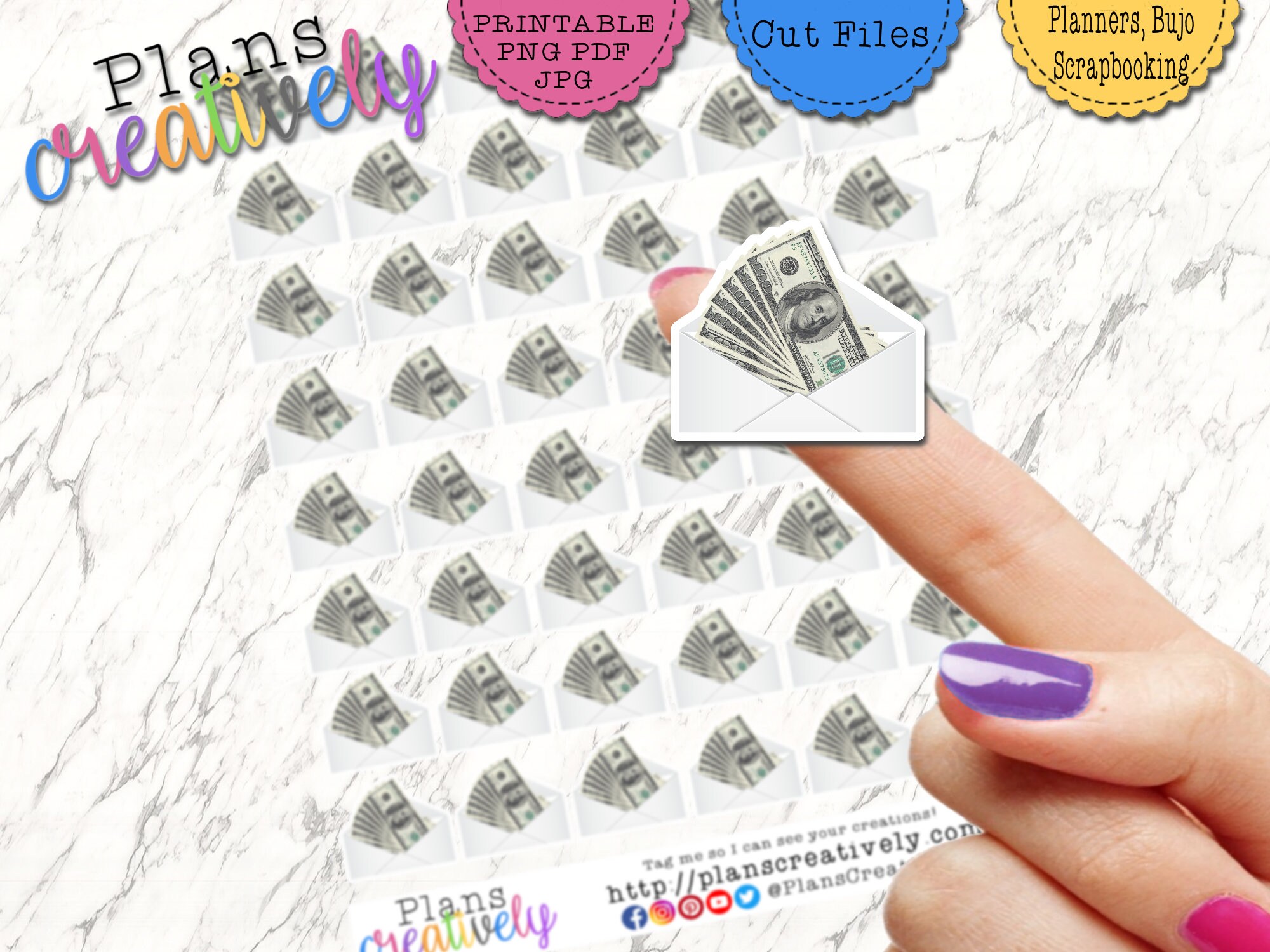 Printable Cash Envelope Planner Stickers Printable stickers Etsy