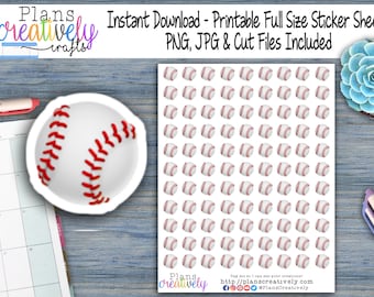 Baseball Planner Stickers | Printable Icon Stickers (PNG, JPG, SIL Cut Files)