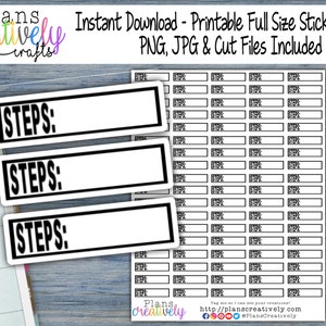 Printable Planner Steps Tracker Stickers - Step Tracking stickers for your fitness, goals, weight or any kind of planner! Print to Cut Ready