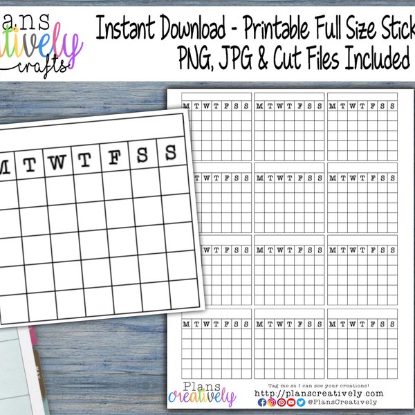 Printable Habit Tracker Planner Stickers | Icon Planner Stickers for functional planning and reminders | PNG, JPG Print to Cut, Cut Files