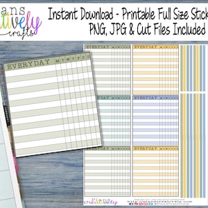 Printable Habit Tracker Planner Stickers - Fits classic Happy Planner Dashboard Layout - Matches Homebody Planner Cricut & Silhouette Ready