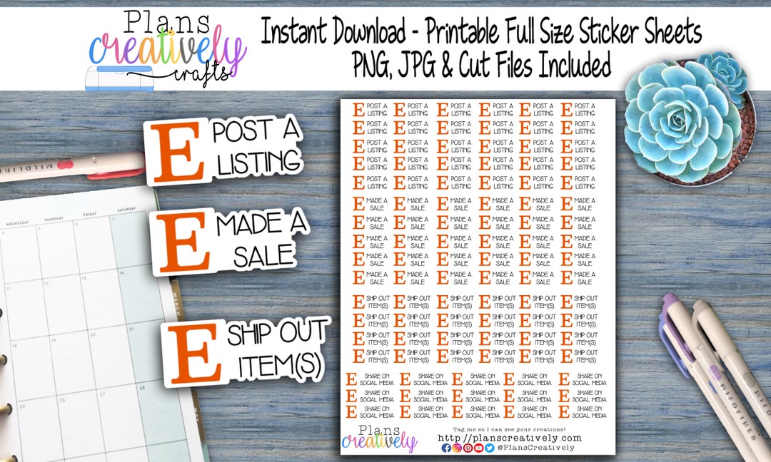 Printable Etsy Shop Business Planner Stickers | Planner Stickers ...