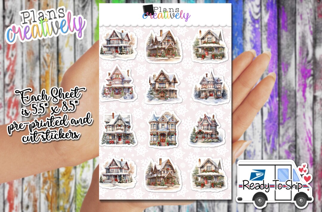 Christmas Houses Planner Stickers - Holiday Home Stickers, Kiss Cut - Etsy