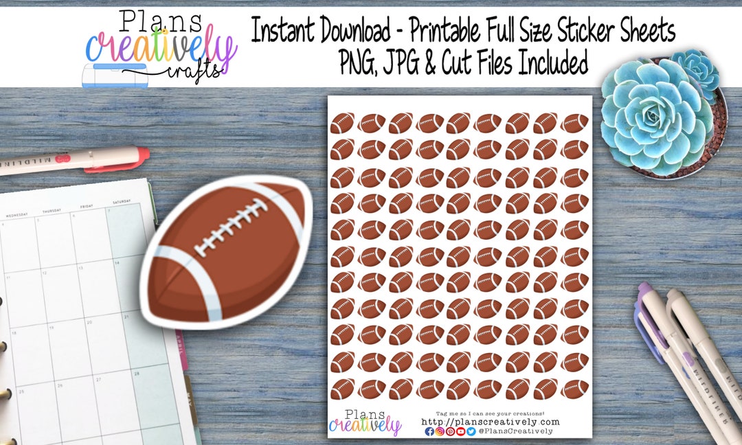 Printable Football Sticker Sheet Icon Planner Stickers for Functional ...