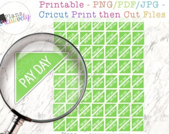 Printable Planner Sticker - Green Pay Day Corner Stickers for Budget Planning