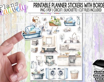 Cleaning Icon Planner Stickers – Printable Cut Files (PDF, PNG, SIL)
